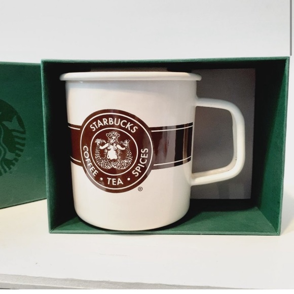 Starbucks Rare Original logo enamel mug/with  green starbucks box 💝 - Picture 1 of 5